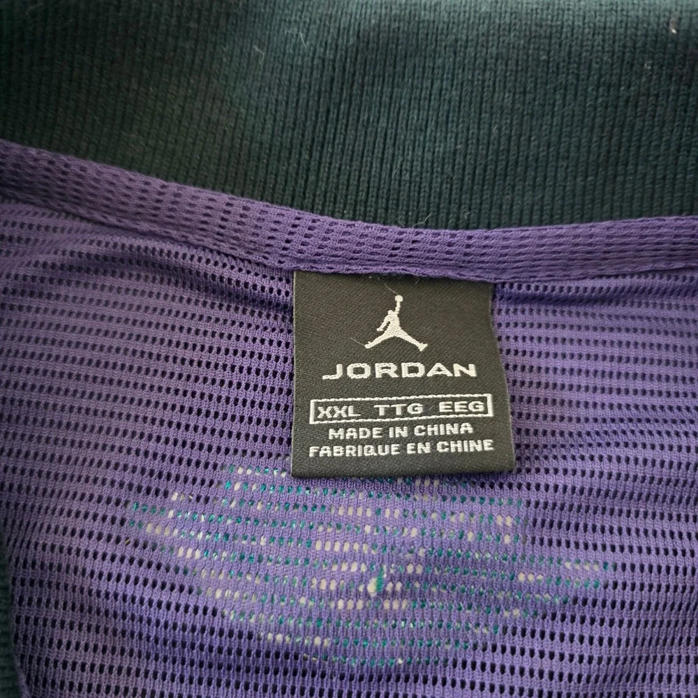 Jordan Mens XXL Polo Shirt Dark Green Teal Air Jordan 5 Sneaker Patch Jumpman